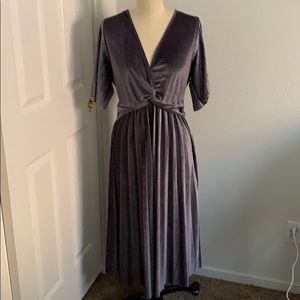 ASOS Curve silver grey velvet midi dress 12 NWT